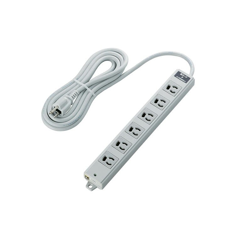 工事物件 3ピン 熱に強い 雷ガード マグネット付 電源タップ 6個口 3m グレー