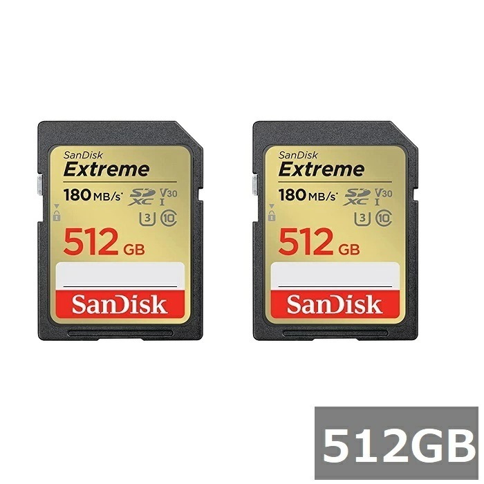 【2セット】 サンディスク SDカード SDXC SDSDXVV-512G-GNCIN Extreme 512GB Sandisk SDXCカード SD Class10 UHS-I カメラ デ