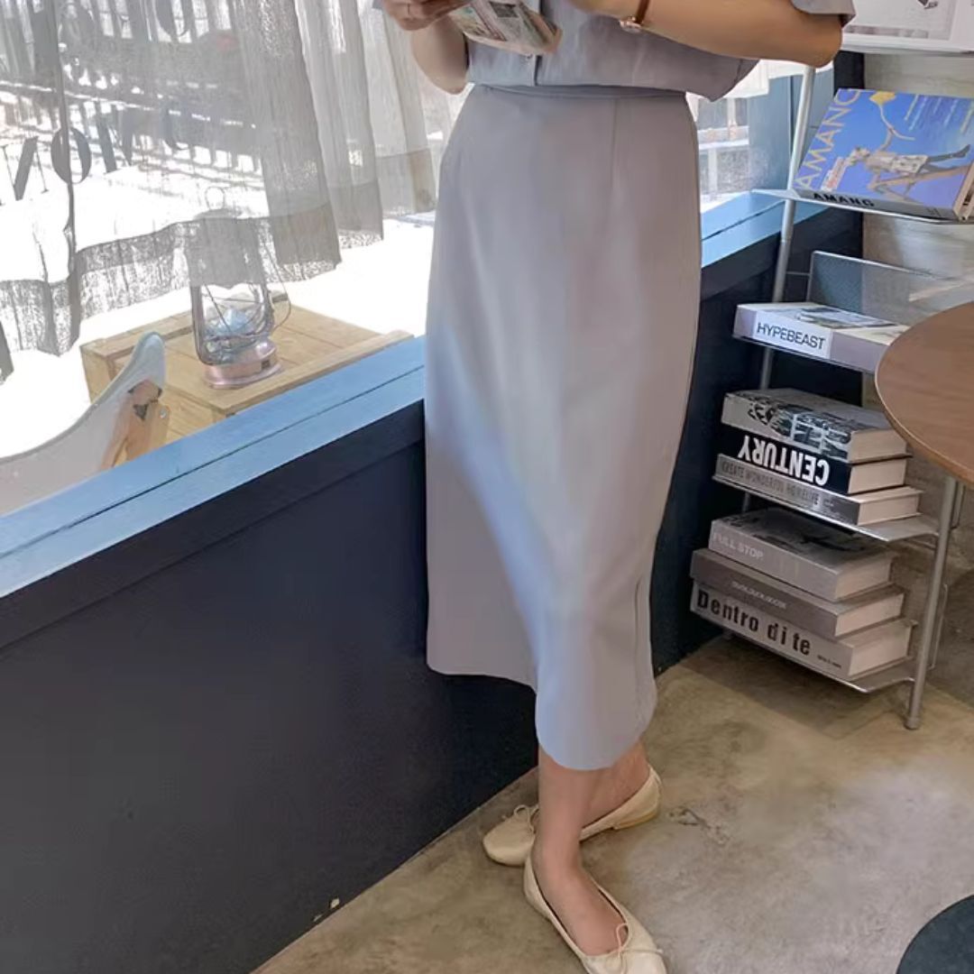 Hラインスカート ミモレ丈 スリット入り タイトスカート 膝下 セクシー 上品 韓国 レディース オルチャン スリム タイト 細身 ハイウエスト かわいい 大人可愛い きれいめ おしゃれ