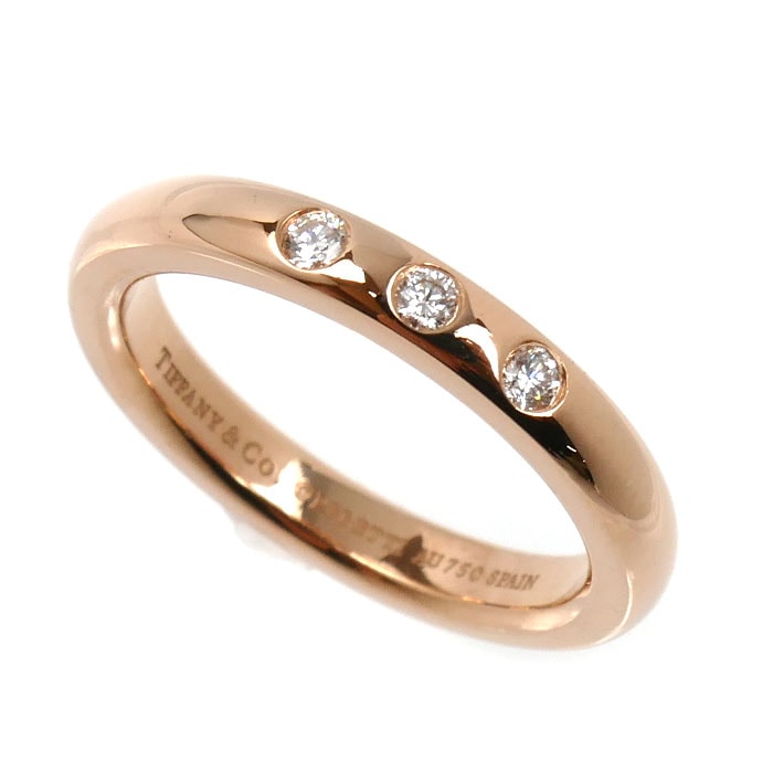 TIFFANY&Co. ティファニー K18PG ピンクゴールド スタッキングバンド 3Pダイヤ リング・指輪 ダイヤモンド 5号 3.4g レディース 中古 美品