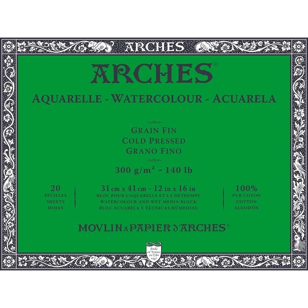 マルマン maruman アルシュ 水彩紙ブロック 300g 細目 31×41mm 1795062 ARCHES 高級水彩紙 水彩 鉛筆 アクリル絵の具 インク 色鉛筆 アート