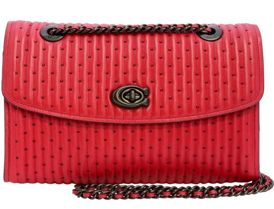 COACH 76081 V5P1Y PARKER RED APPLE コーチ チェーン ショルダーバッグ キルティングナッパレザー レッドアップル×ガンメタ（金具）