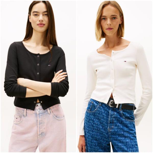 女性スナップボタンリップカーディガン T32G0TTO01TWT2 TOMMY JEANS