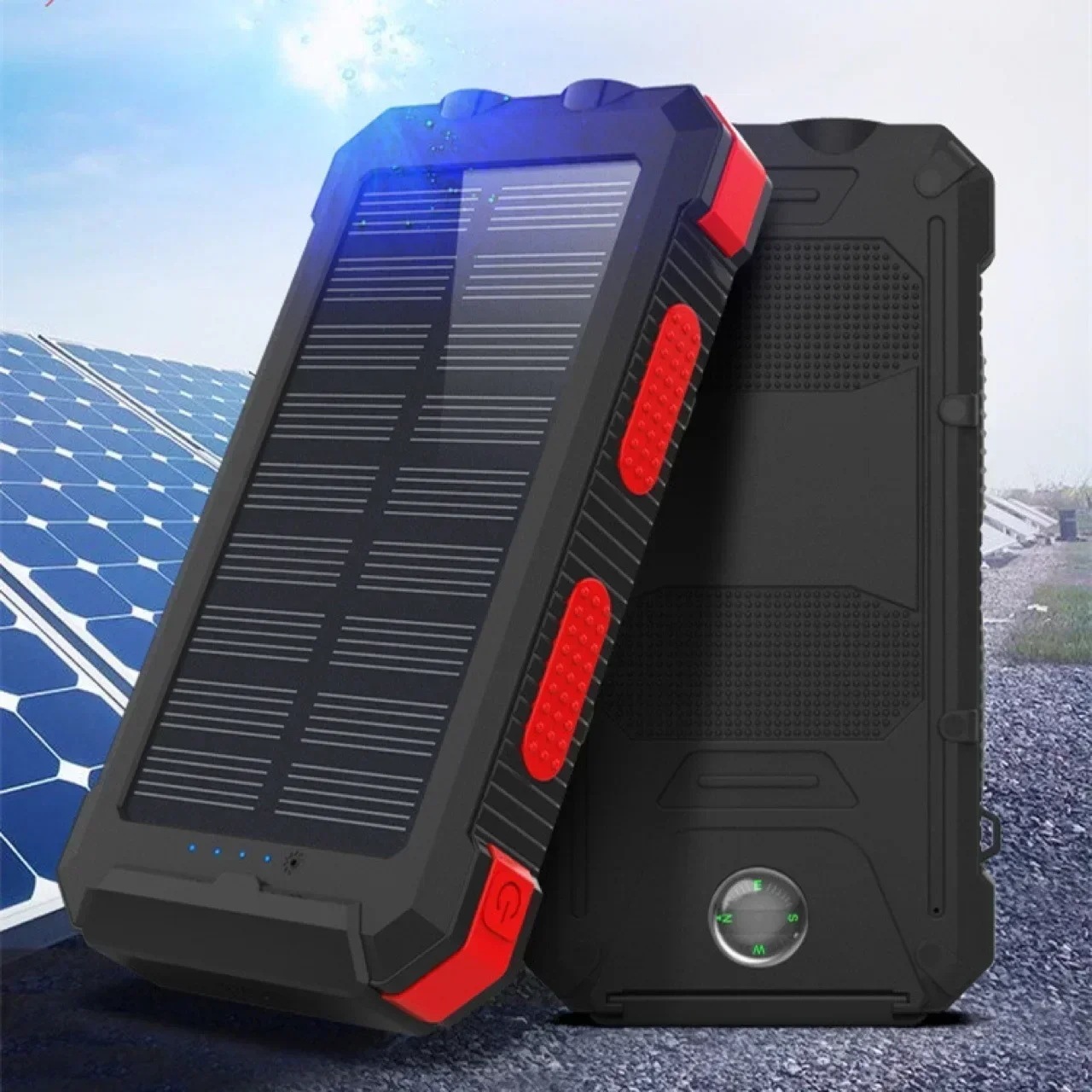 コンパスソーラーモバイル電源,8000mah,強力,防水,ソーラー充電バンク,卸売可能,ホットセール - 509