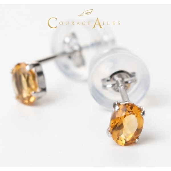 Courage Ailes EDA-1470CI ピアス (11月誕生石 シトリン 天然石 カラーストーン Pt900 プラチナ ペンダント結婚祝い 記念日 誕生日 華奢 贈り物 シンプル 4本爪)