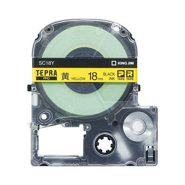 (まとめ) キングジム テプラ PRO テープカートリッジ パステル 18mm 黄/黒文字 SC18Y 1個 (×4セット)
