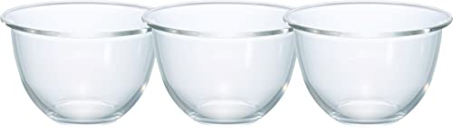 HARIO(ハリオ) 日本製 耐熱ガラス製 ボウル 1500ml BUONO kitchen MXP-150-BK 3個セット クリア