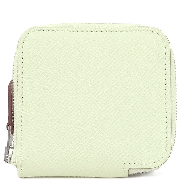 エルメス HERMES コインケース アザップ シルクイン ミニ コンパクト ヴォーエプソン ヴェールフィズ シルバー金具 薄緑 ラウンドファスナー B刻印（2023年製） 【箱】【中古】