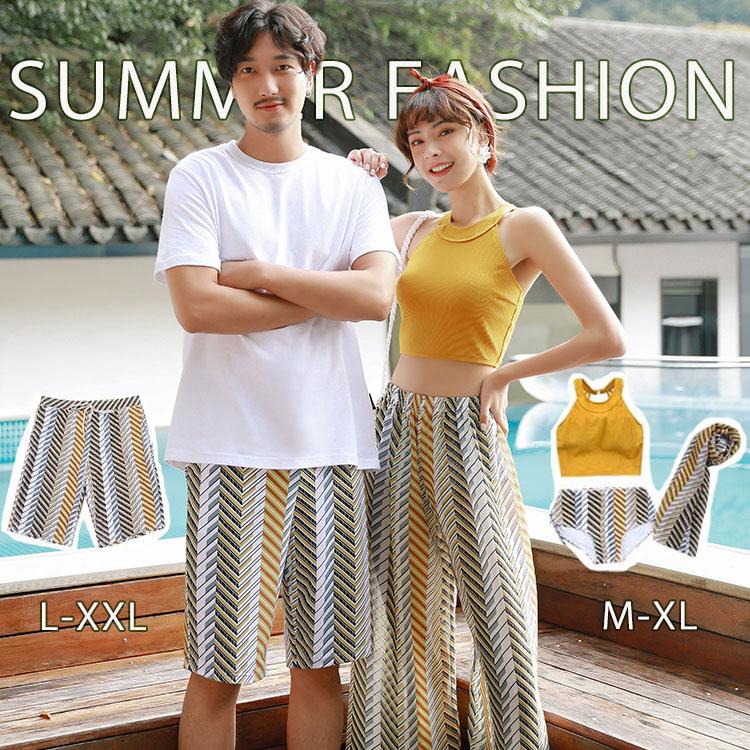 水着 カップル みずぎ ミズギ 男女 温泉 お揃い パッド付き 日よけ メンズ水着 男性用 ビーチパンツ サーフパンツ ハネムーン 海外旅行 夏 蜜月 新婚旅行 オフシ