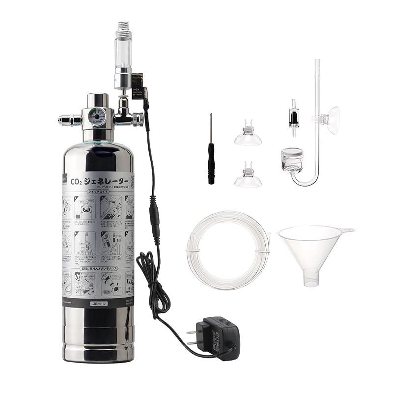 Clscea 水槽用化学反応式co2ジェネレーター 化学式co2 co2 添加 co2 システムキット ステンレス製 G600Smini 1Ｌ 50cm以下水槽に適用 電磁弁付き