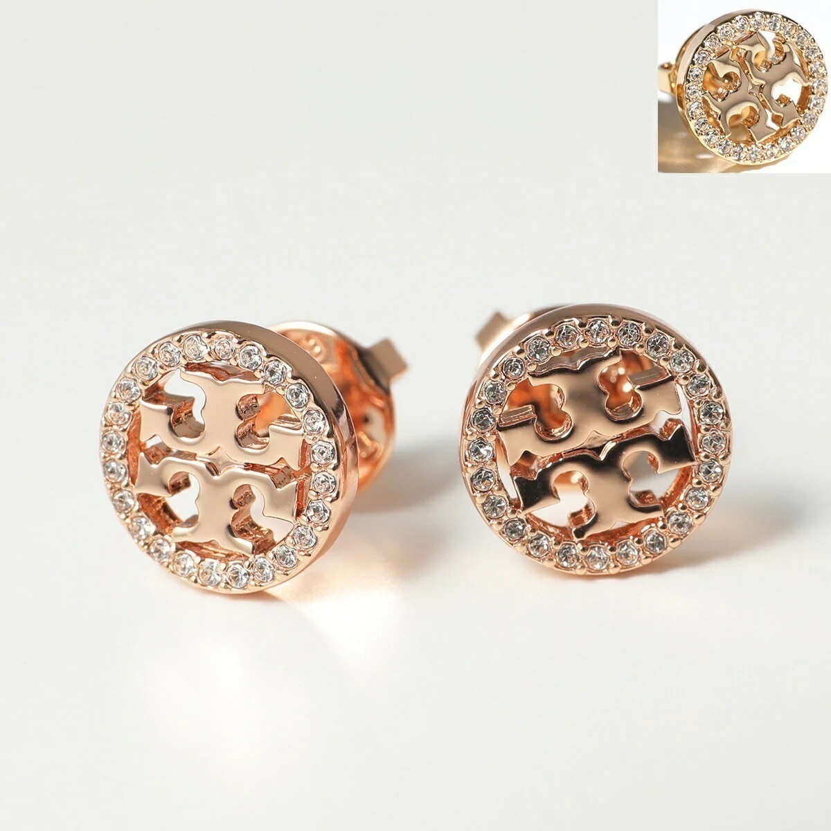 TORY BURCH トリーバーチ ピアス MILLER PAVE STUD EARRING ミラー パヴェ 53422 レディース ダブルT クリスタル装飾 カラー3色