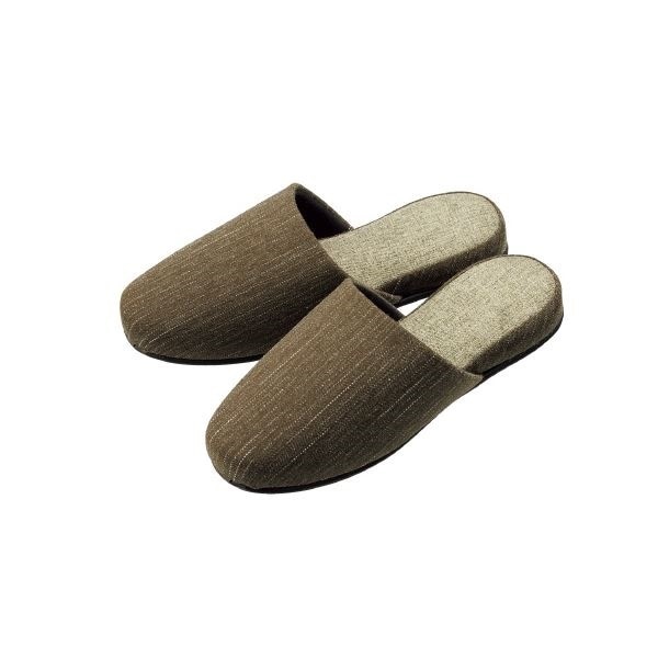 （まとめ）オーミケンシ ステッチ柄ツートンスリッパダークグリーン[x10セット]