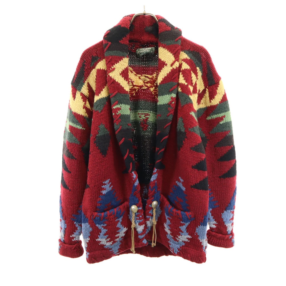 ラルフローレンカントリー 90s ポロカントリー ネイティヴ オールド ネイティブ柄 長袖 ショールカラー カーディガン RALPH LAUREN COUNTRY ニット カウチンセーター メンズ 32,175円