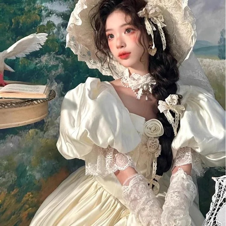 【2枚購入で 3oo円OFF！】ウェディングドレス花嫁 2025 レトロヘビーレース美しいプリンセスドレススタジオ旅行写真ライトウェディングドレス