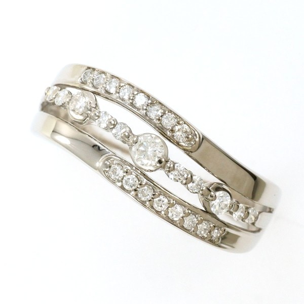 K10 10金 WG リング 指輪 14.5号 ダイヤ 0.28 ジュエリー 中古