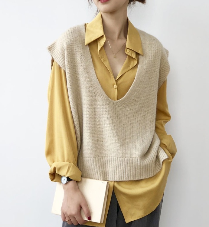 トップス デート モテアイテム ベスト レイヤード Vネック ウール 可愛い きれいめ 上品 おしゃれ かっこいい 可愛い ラブリー キュート ガーリー クール モード系 セクシー エレガント 5,050円