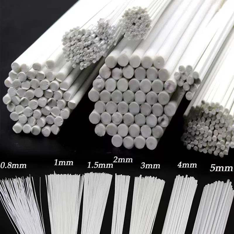 50個モデル白ラウンドチューブ直径0.5-6MMDIY ABSプラスチックミニチュア手作り材料ミニ風景風景ジオラマ