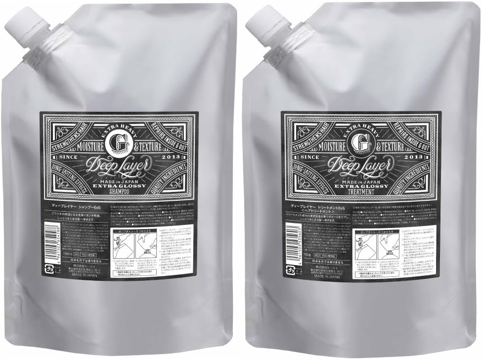 ディープレイヤーExG シャンプー トリートメント 詰め替えセット【ペアーの香り】美容室専売品 ダメージケア ボリュームダウン パサつき 大容量 (詰め替え/750mL+750g)