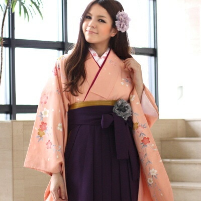 レンタル卒業式 袴 レンタル 女 袴セット 女 卒業式袴セット2尺袖着物&袴 フルセットレンタル 安い ピンク地にピンク白金茶の桜ハカマ はかま rental