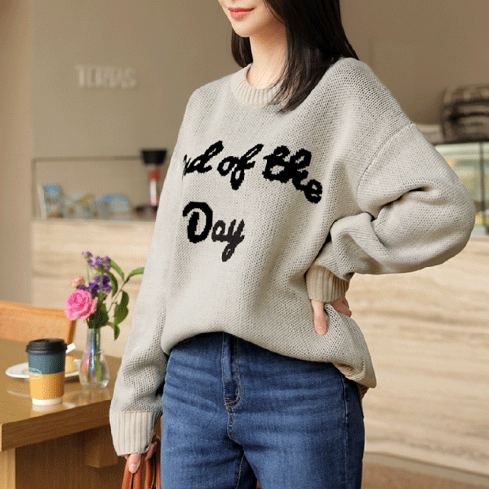 クリック＆ファニーモンブラインレタリングニット