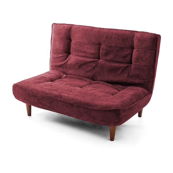 ハイバックソファー [2人掛 ワインレッド コーデュロイ] 約幅120cm リクライニング 脚付