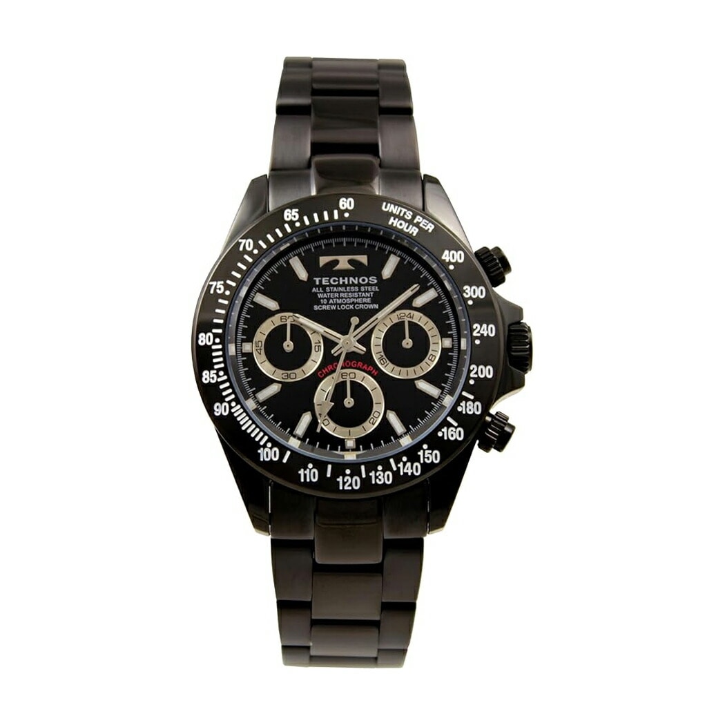 腕時計 T4C01BB メンズ ブラック ブラック クロノグラフ 10気圧防水