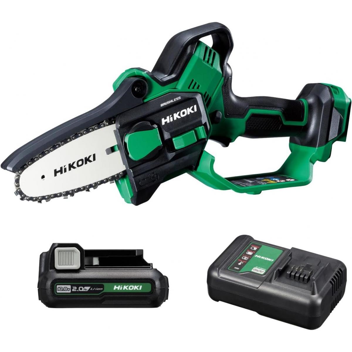 HiKOKI(ハイコーキ) 10.8V 充電式 ハンディ チェーンソー ミニチェンソー CS1210DD ガイドバー100mm 蓄電池・充電器付 CS1210DD(BS)