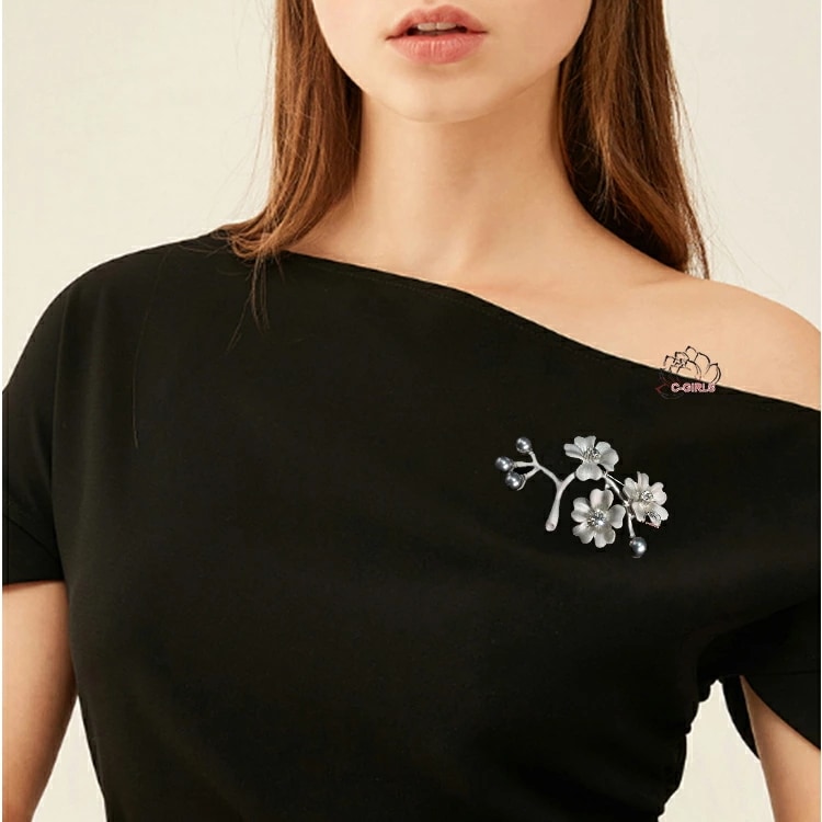 6mm 花珠級貝パールブローチ 梅の花 フラワー 母の日 七五三結婚式ウエディング シルバー