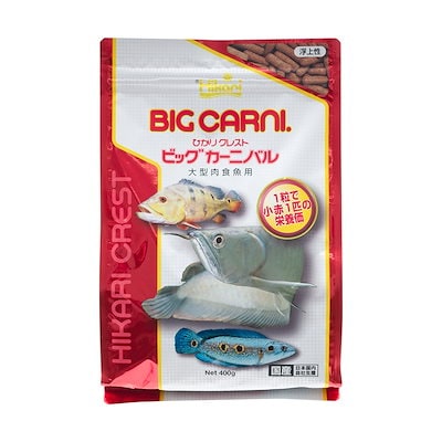 他サイト： ひかりクレスト　ビッグカーニバル　４００ｇ　大型魚　アロワナ　餌　エサ　えさ　お一人様２０点限り　ＣＲＣ10―41―55―00―00の商品画像