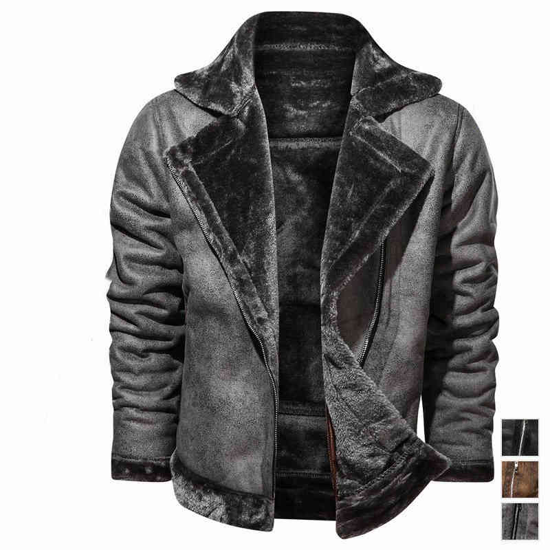 PUレザー 20年秋冬新作 ライダースジャケット メンズ カジュアル トップス 折り襟 裏起毛 厚手 ポケット付き ファスナー付き きれいめ おしゃれ
