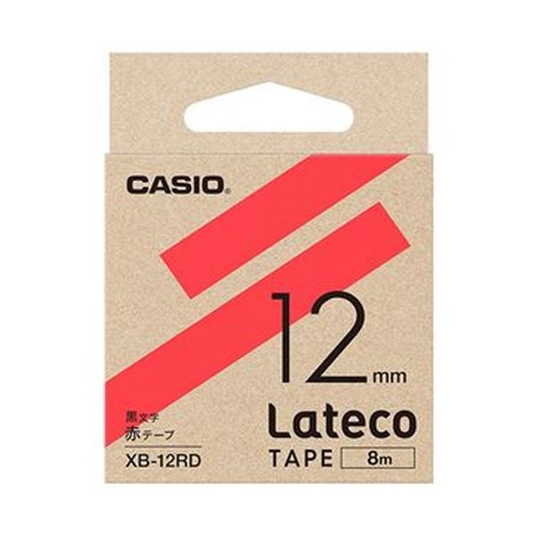 （まとめ）カシオ ラテコ 詰替用テープ12mm8m 赤/黒文字 XB-12RD 1セット（5個）(3セット)