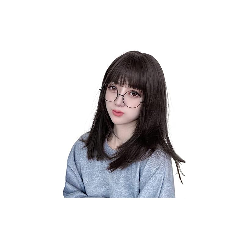 FORCUTEUウィッグ セミロング ミディアム 黒髪 女装 かつら フルウィッグ 黒髪ロング カツラ 女性用 ストレート 小顔 自然 耐熱 うぃっぐ ネット付き ブラック