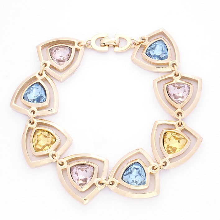 クリスチャン ディオール カラーストーン 三角 ヴィンテージ【ブレスレット】