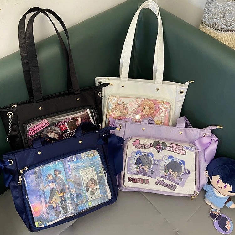 【クリスマスプレゼント】痛バッグ 痛バ 痛 トートバッグ 大容量 軽量 レディース おしゃれ キレイめ 推し 推しバッグ 推し活 クリアバッグ 透明窓 缶バッチ オタク活 女子 高校生 大人 通学 通