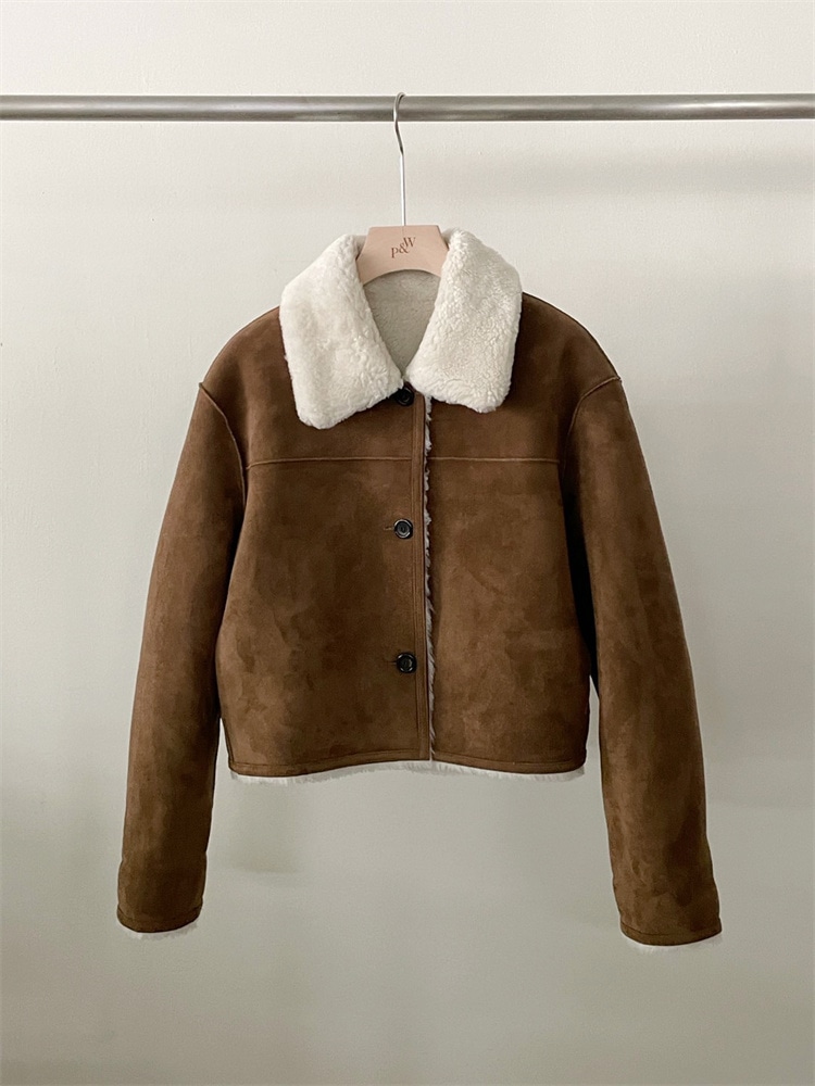 早い者勝ち あったか ショートコート 気質 タートルネック レトロ シンプル ネックイン 上品映え 暖かい 厚手 毛皮一体