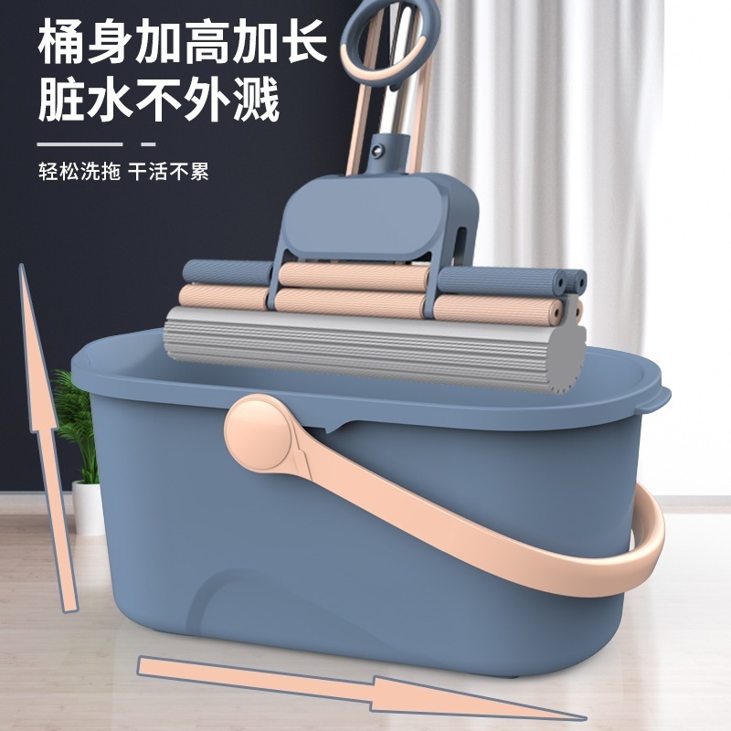 家庭用プラスチック広口長方形洗浄モップバケツプラスチックコロジオンモップクリーニングポータブルフラットモップ新しいスタイル