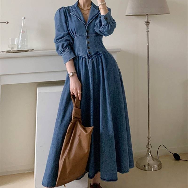レディース ワンピース ロングワンピース デニム デニムワンピース デニムワンピ マキシ マキシ丈