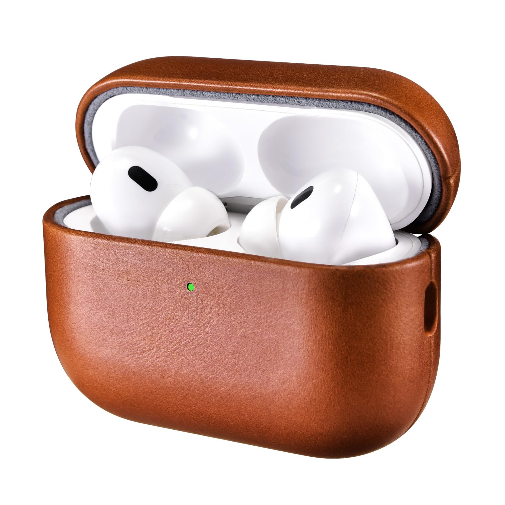 AirPods Pro 3 用 ケース 本革レザーケース (2025年9月発売専用) 耐衝撃 落下防止 エアーポッズ プロ 3保護ケース 分離式 全面保護 ワイヤレス充電対応 LEDライト可視(ブラウ