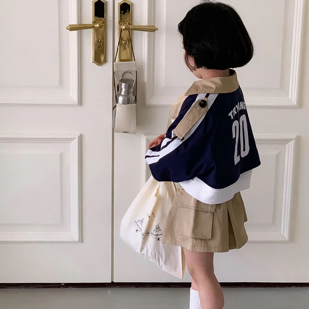 ins子供服女の子韓国風2024春秋スーツベビー女の子コートショートスカート2点セット
