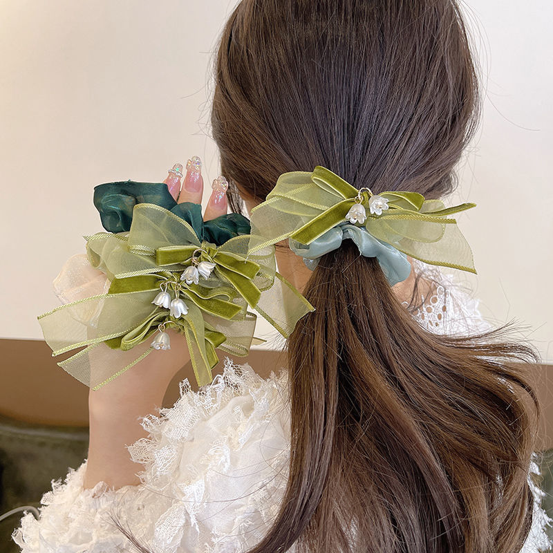 【1つ買うと1つ無料】ラッキーボックス ヘアクリップ かわいい リボンのシュシュをデザインした真珠の花の頭飾り