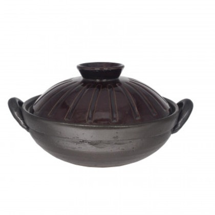 M8718 手造り土鍋 しのぎ飴釉8号鍋 萬古焼 8,023円