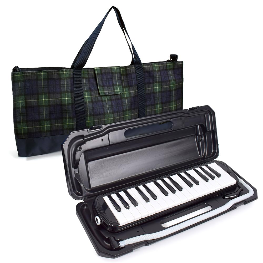 【全国送料無料】 COLORFUL CANDY STYLE 音楽セット 鍵盤ハーモニカケース 楽器 本体セット ピアニカ おしゃれ 共通 タータンチェック・ダークグリーン＆ブラック NN300910