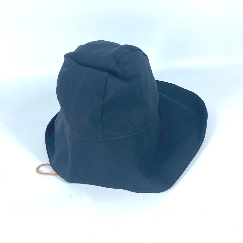 ハット 紐付き つば広ハット ダミエ ハット帽 帽子 バケットハット ボブハット コットン ブラック