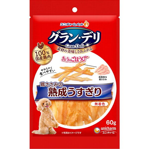 （まとめ買い）ユニ・チャーム グラン・デリ きょうのごほうび 鶏ささみの熟成うすぎり 60g 犬用おやつ 【×12】 6,663円