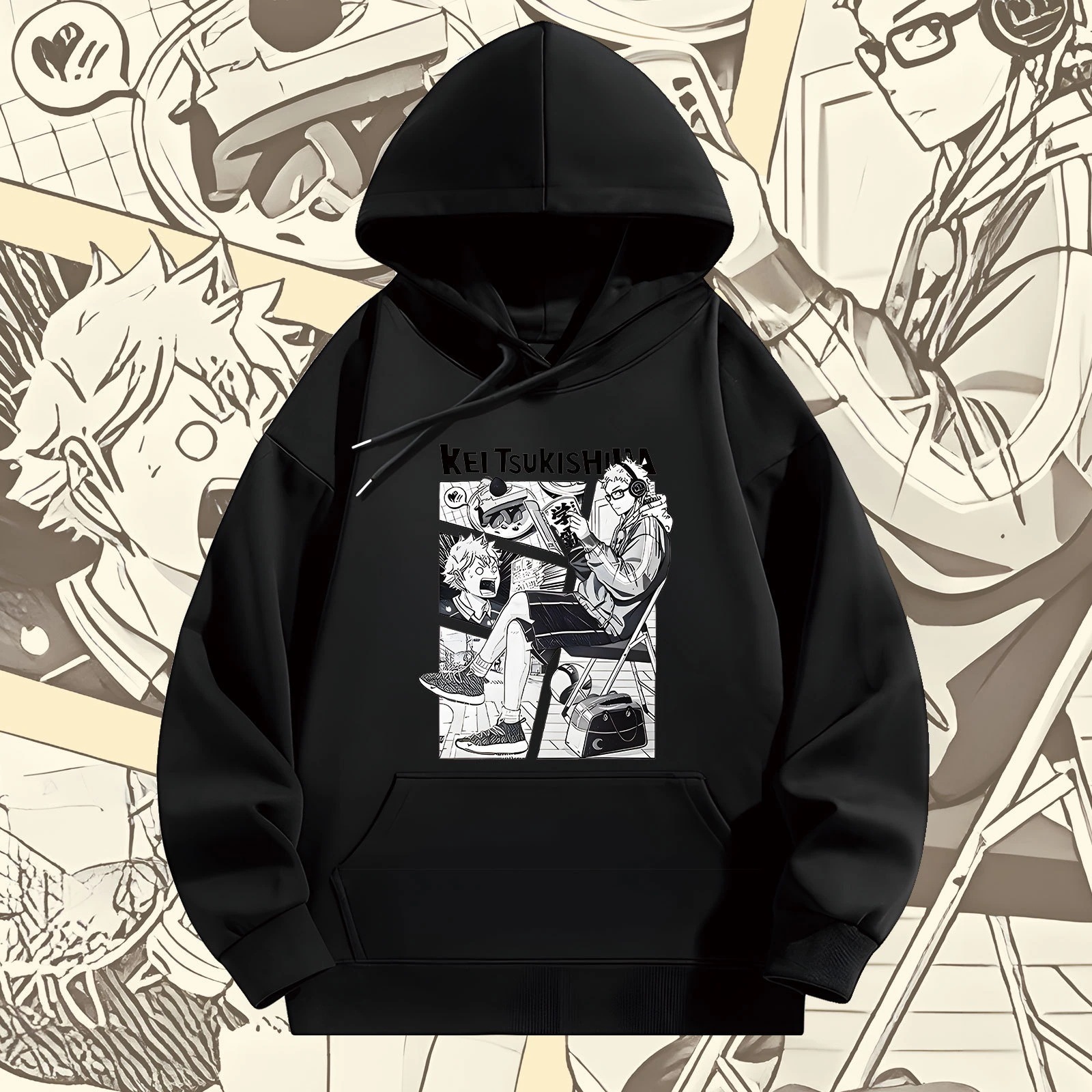 バレーボールティーンエイジャー漫画フード付きスウェットシャツレディースシーズンルーズドロップショルダーパーカー