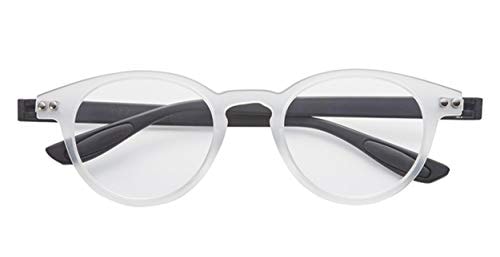 老眼鏡 ブルーライトカット 携帯 軽量 おしゃれ ボストン colorfulook ホワイト*ブラック 度数+1.00 (カラフルック 軽量 形