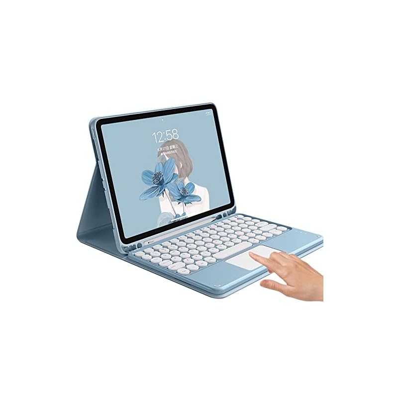 iPad Air 第5世代 第4世代 キーボード ケース タッチパッド付き 可愛い 丸型キー iPad Air4 iPad Air5 キーボード付きケース マウス機能 Apple Pencil 収納
