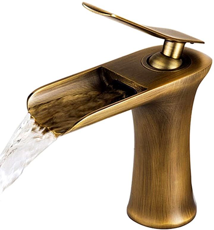 洗面用 アンティーク 蛇口 シングルレバー 手洗い鉢 立水栓 手洗いボウル 洗面台 SK220(黄銅)