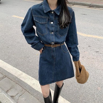 2025 水着 ビーチツアー の気質デニムドレス女性小さくファッショナブルウエスト薄いスカートワンピース春 夏 ワンピース 夏