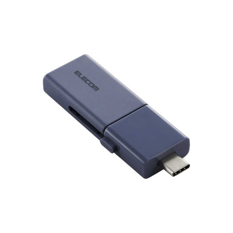 USBメモリ 128GB USB3.2 Gen1 USB Type-C / USB-A 両対応 スライド式 高速データ転送 セキュリティソフト使用可 ブルー　MF-WSAU3128GBU